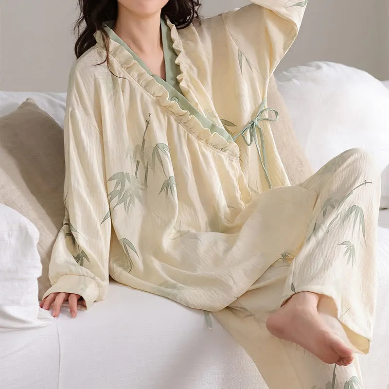 Ink Bamboo Kimono Loungewear-Set