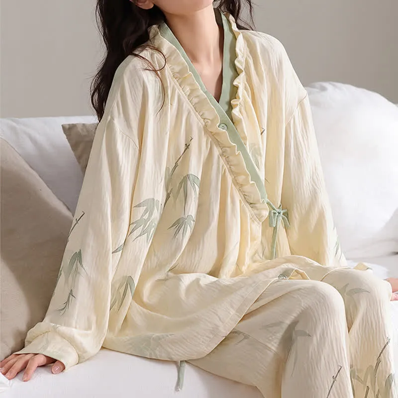 Ink Bamboo Kimono Loungewear-Set