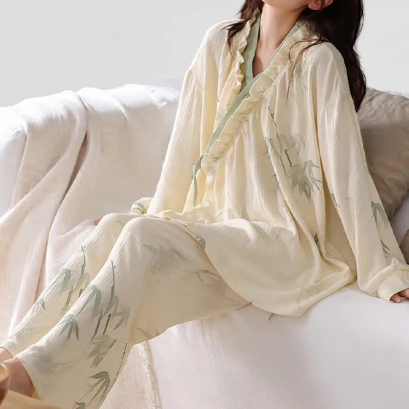 Ink Bamboo Kimono Loungewear-Set