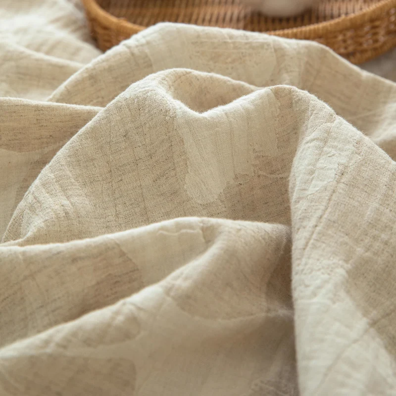 Ginkgo-Jacquard-Bettwäscheset aus Baumwollleinen
