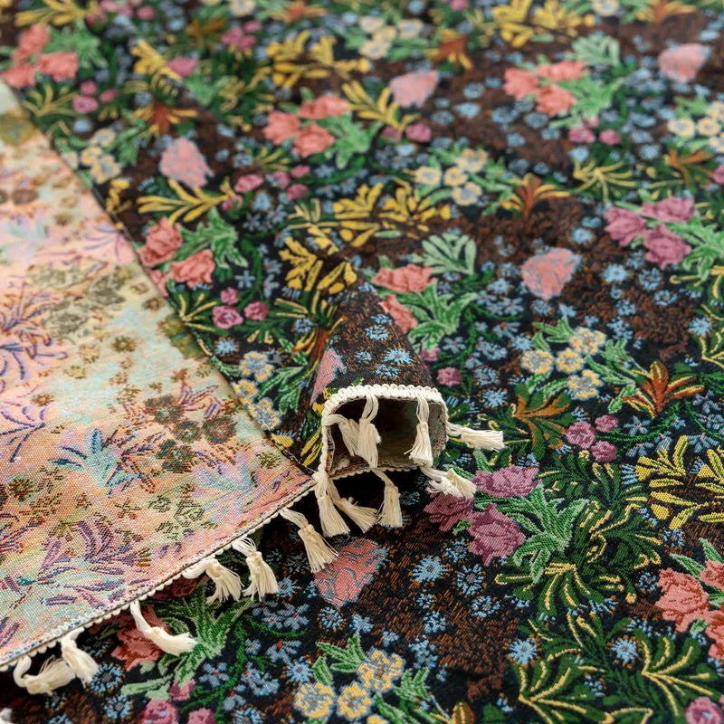 Retro Blumenzweig Blatt Quaste Vorhang