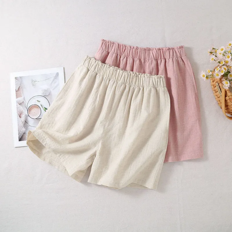 Pyjama-Shorts aus natürlichem Baumwollleinen
