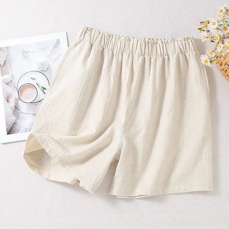 Pyjama-Shorts aus natürlichem Baumwollleinen