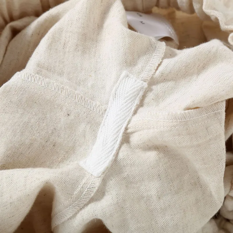 Pyjama-Shorts aus natürlichem Baumwollleinen