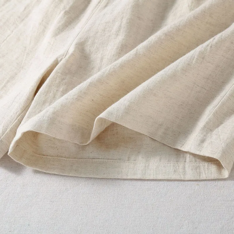 Pyjama-Shorts aus natürlichem Baumwollleinen