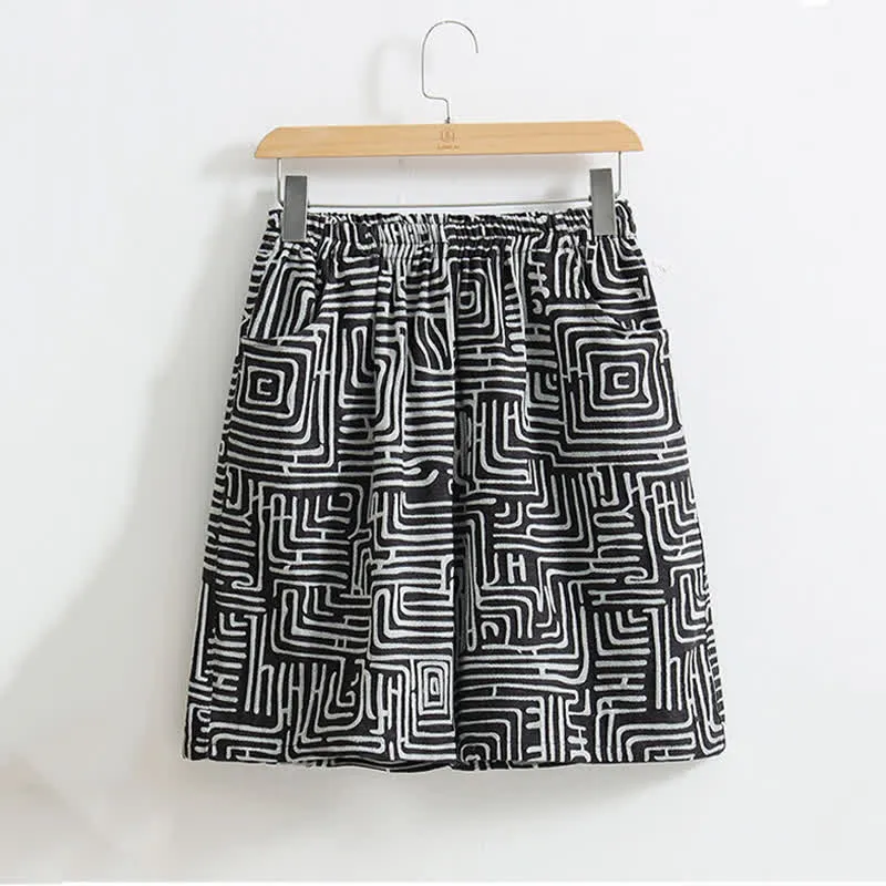 Pyjama-Shorts mit Greek-Key-Print