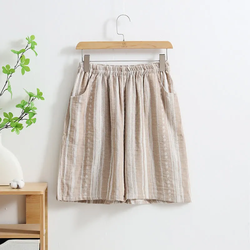 Pyjamashorts aus gestreiftem Jacquard-Baumwollleinen