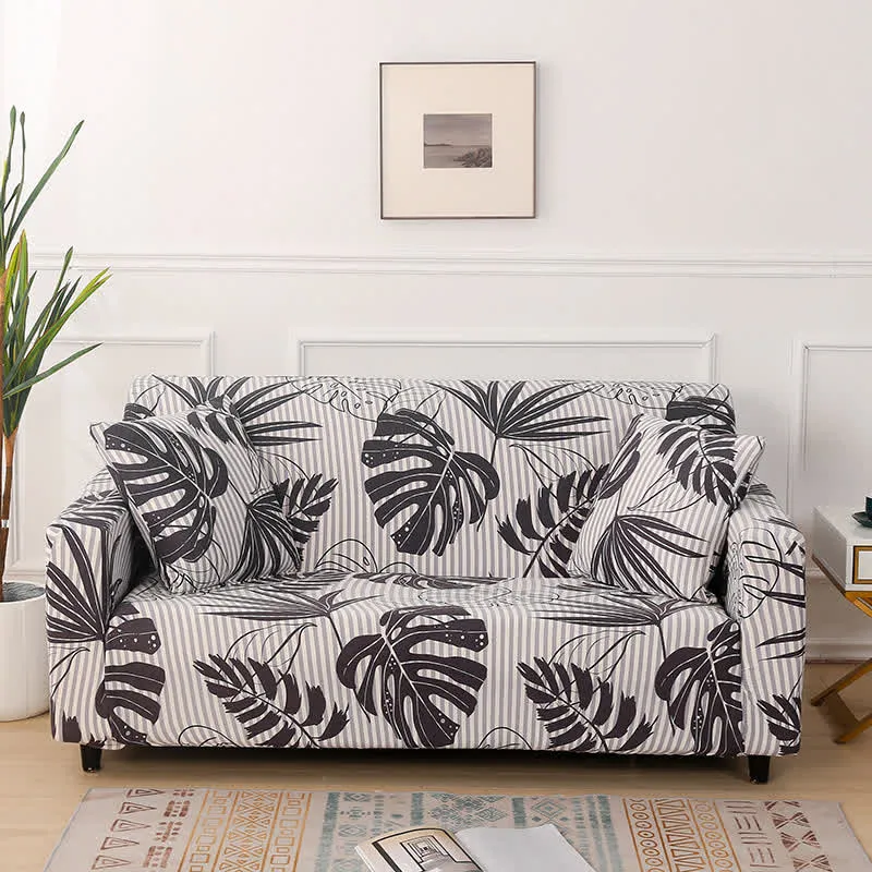 Stretch-Sofabezug mit Monstera-Print