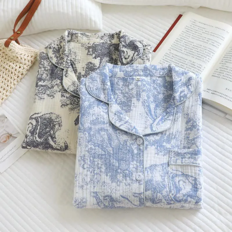 Loungewear-Set aus Baumwolle mit Tiger Tree-Print