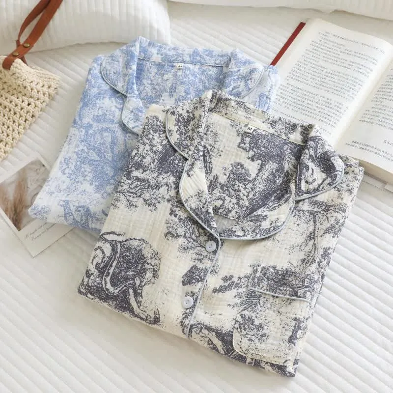 Loungewear-Set aus Baumwolle mit Tiger Tree-Print