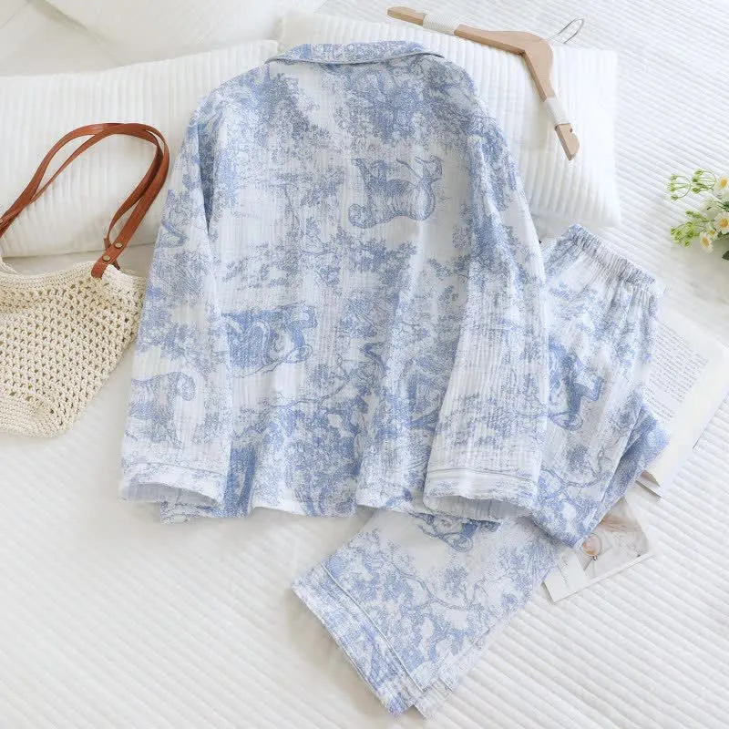 Loungewear-Set aus Baumwolle mit Tiger Tree-Print