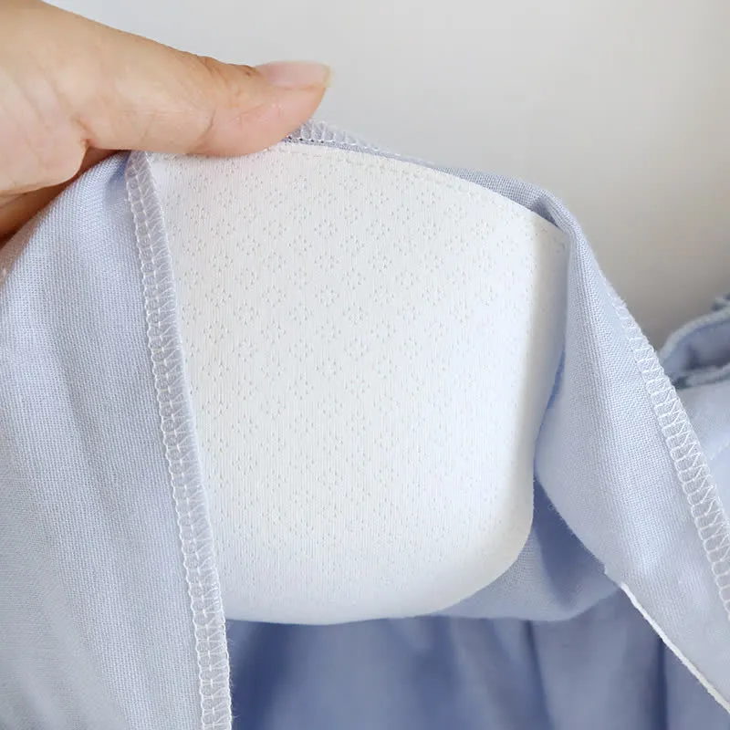 Einfarbiger Rüschen-Baumwollpyjama mit Camisole