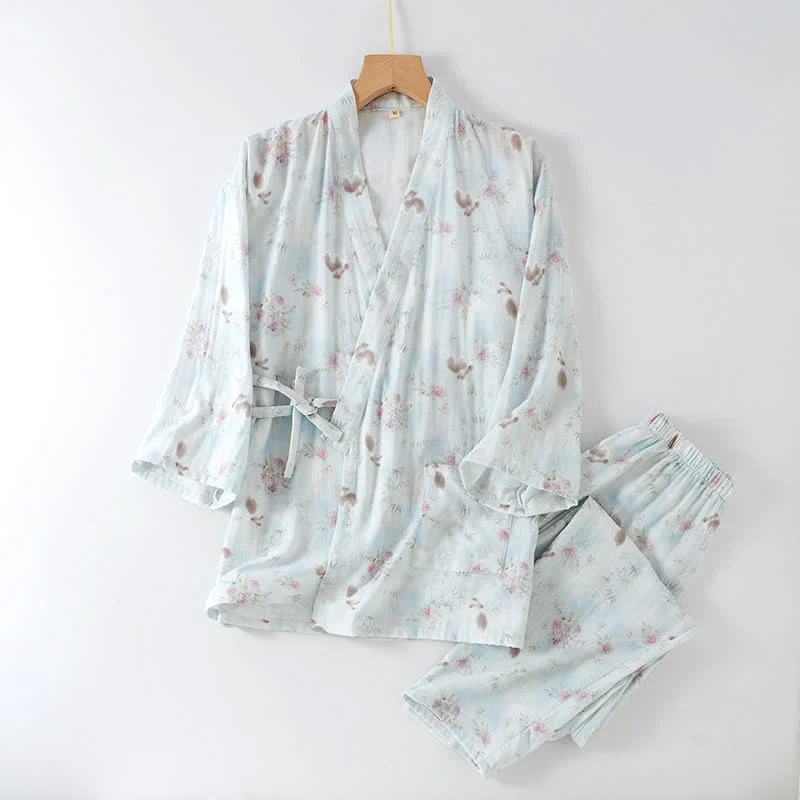 Japanischer Pyjama aus Bambus-Kaninchen-Baumwollgaze