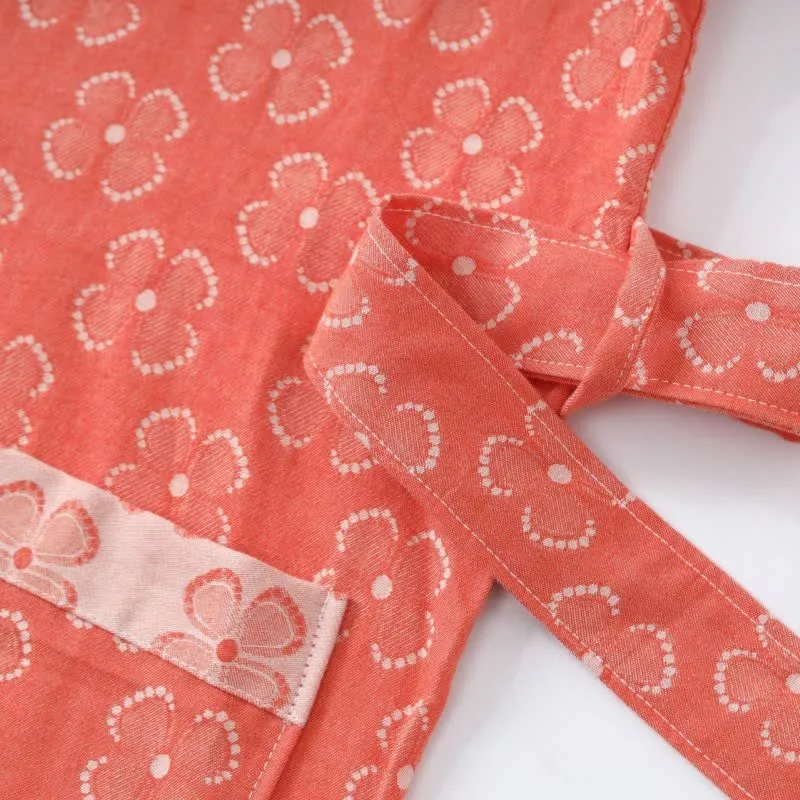 Kimono-Bademantel aus Baumwollgaze mit vierblättrigem Kleeblatt