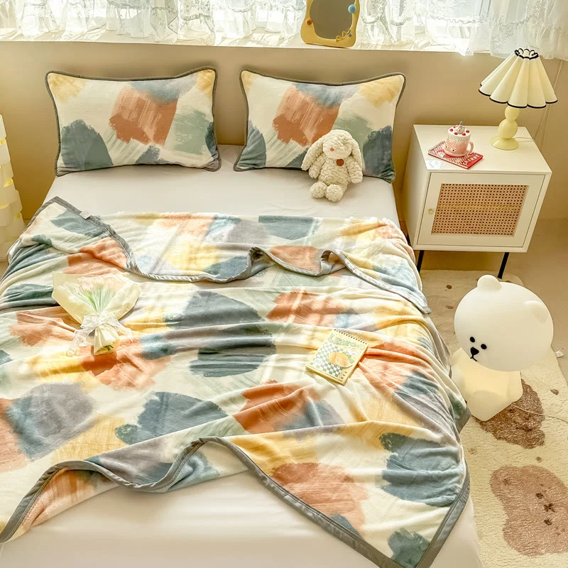 Moderne, geometrische Aquarell-Plüschdecke