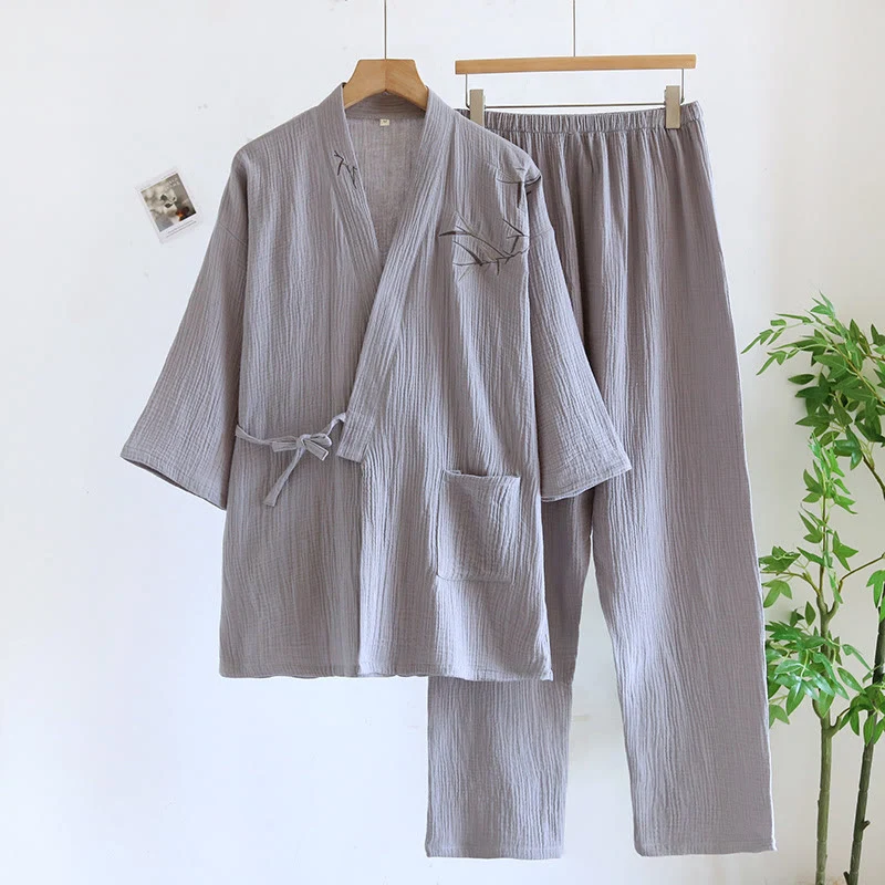 Unisex Kimono-Pyjama-Set aus Bambus-Jacquard