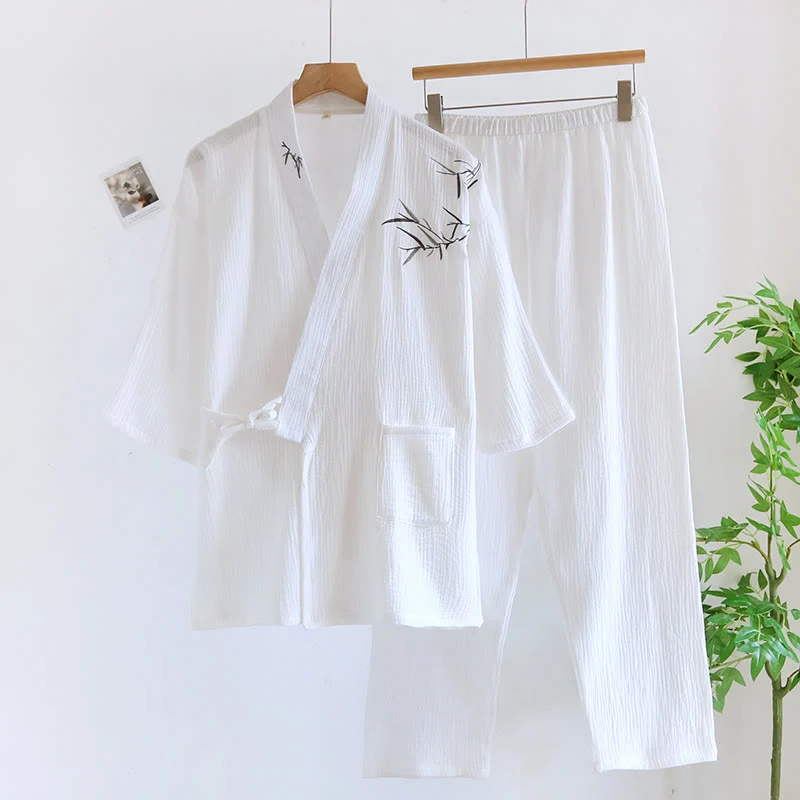 Unisex Kimono-Pyjama-Set aus Bambus-Jacquard