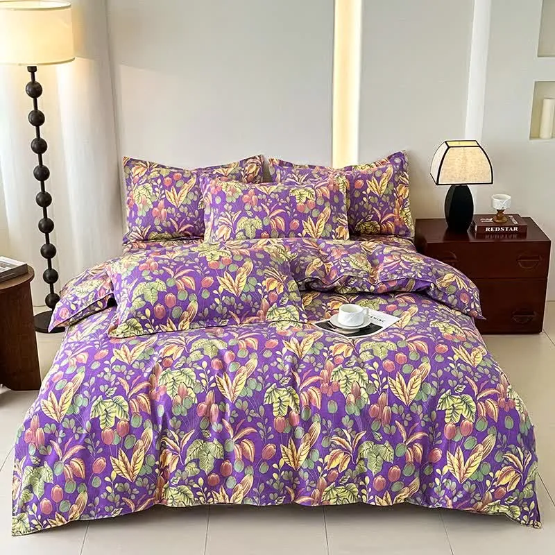 Bettwäscheset aus weicher Baumwollgaze mit Blumenblättern (4-teilig)