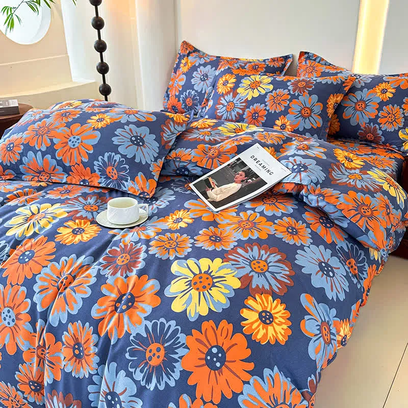 Retro Daisy Bettwäscheset aus weicher Baumwollgaze (4-teilig)