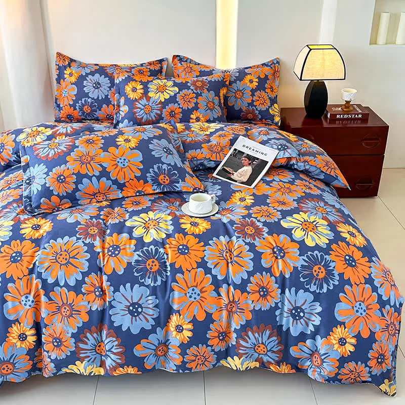 Retro Daisy Bettwäscheset aus weicher Baumwollgaze (4-teilig)