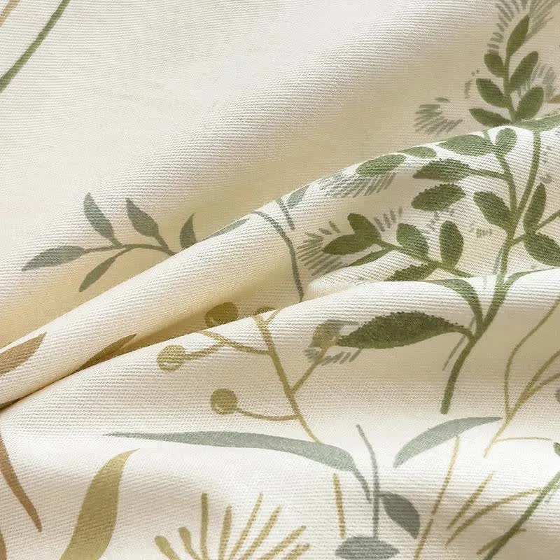 Baumwoll-Bettwäscheset mit botanischem Blattdruck