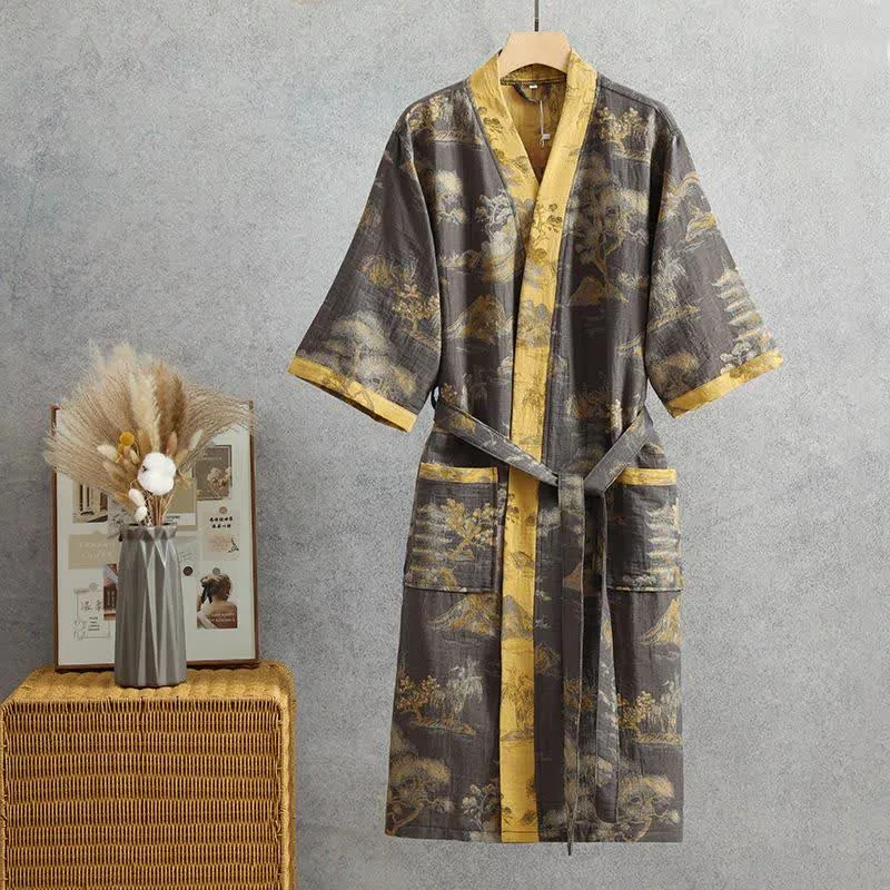 Yukata-Robe aus Baumwollgaze im Querformat