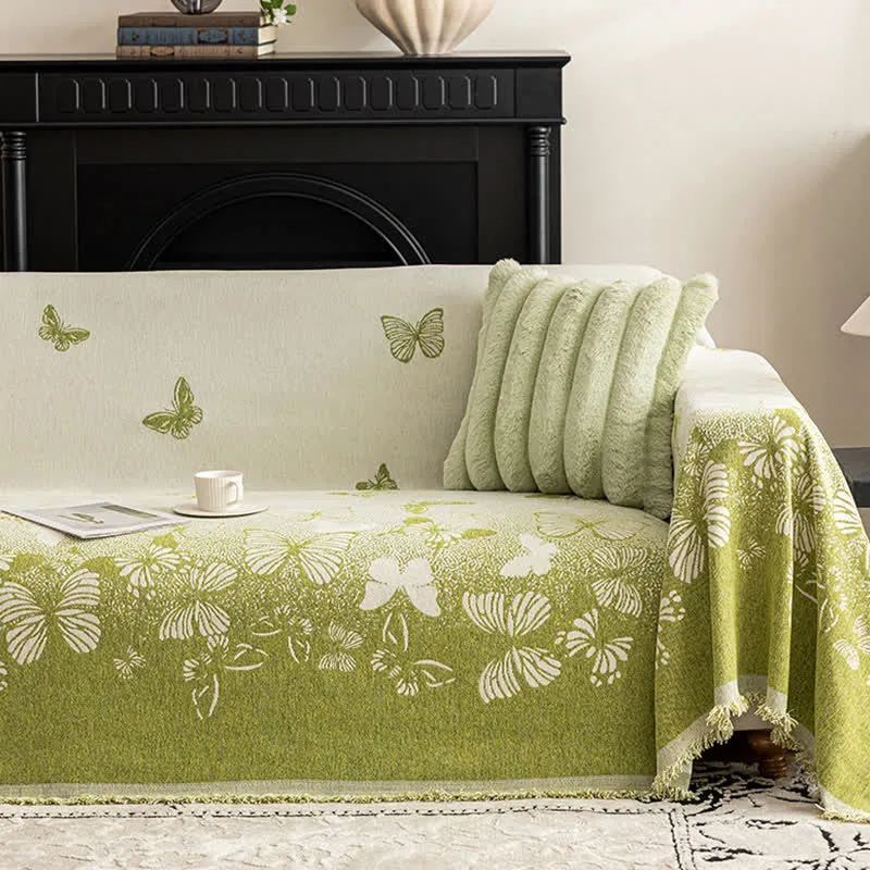 Verträumte Schmetterlings-Chenille-Sofa-Überwurfdecke