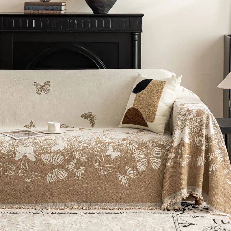 Verträumte Schmetterlings-Chenille-Sofa-Überwurfdecke