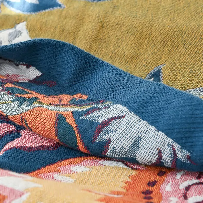 Traumhafter, floraler Quilt aus reiner Baumwollgaze