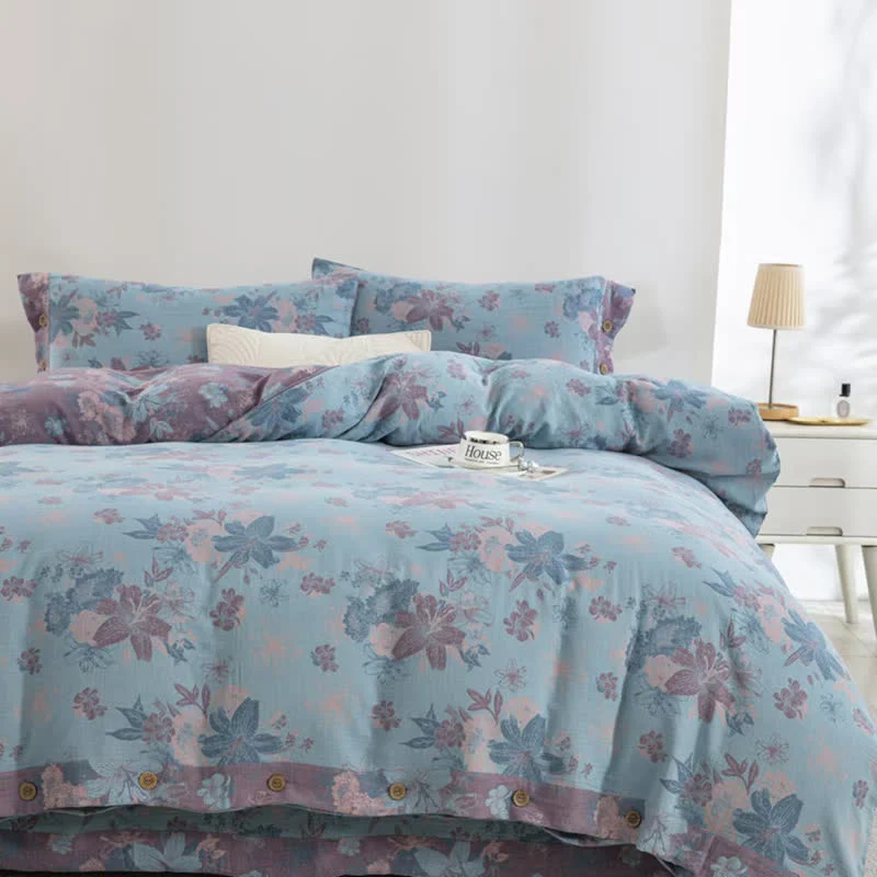 Lily Baumwollgaze-Jacquard-Bettwäscheset (4-teilig)
