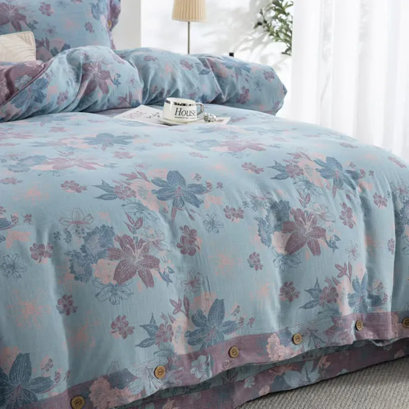 Lily Baumwollgaze-Jacquard-Bettwäscheset (4-teilig)