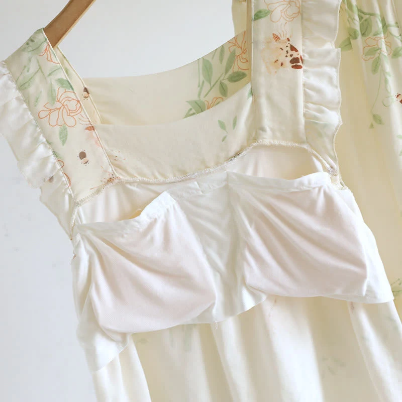 Gepolstertes Loungewear-Set mit Blumen- und Schmetterlings-Rüschen