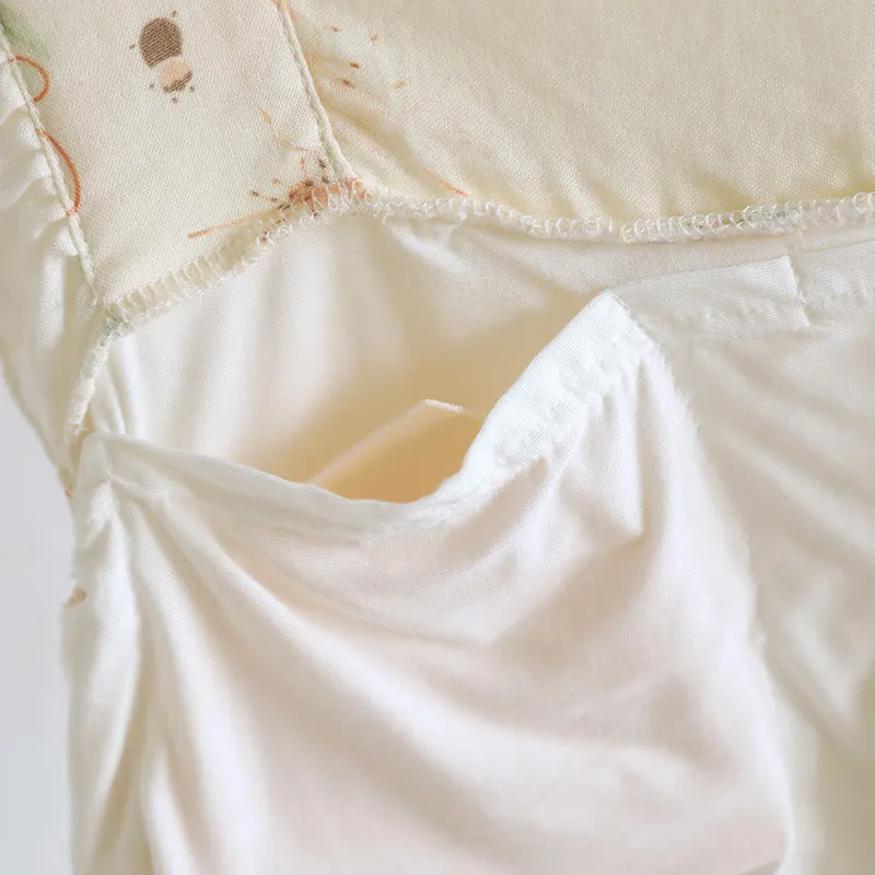 Gepolstertes Loungewear-Set mit Blumen- und Schmetterlings-Rüschen