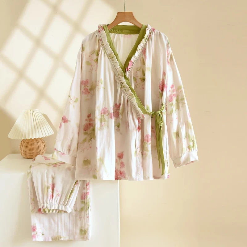 Ink Peony Kimono-Loungewear-Set