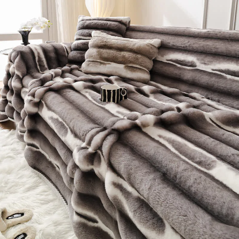 Sofaüberwurfdecke aus Samt-Kunstfell
