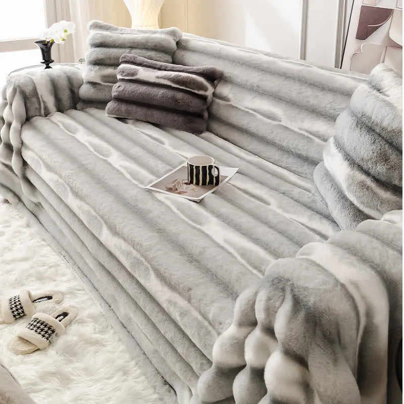 Sofaüberwurfdecke aus Samt-Kunstfell