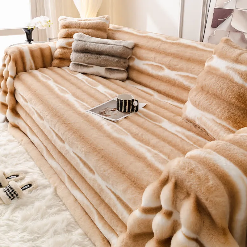 Sofaüberwurfdecke aus Samt-Kunstfell