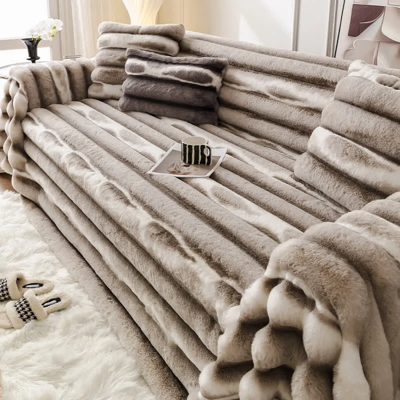 Sofaüberwurfdecke aus Samt-Kunstfell