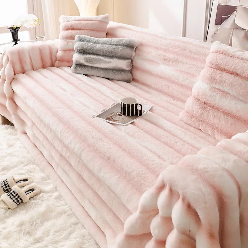 Sofaüberwurfdecke aus Samt-Kunstfell