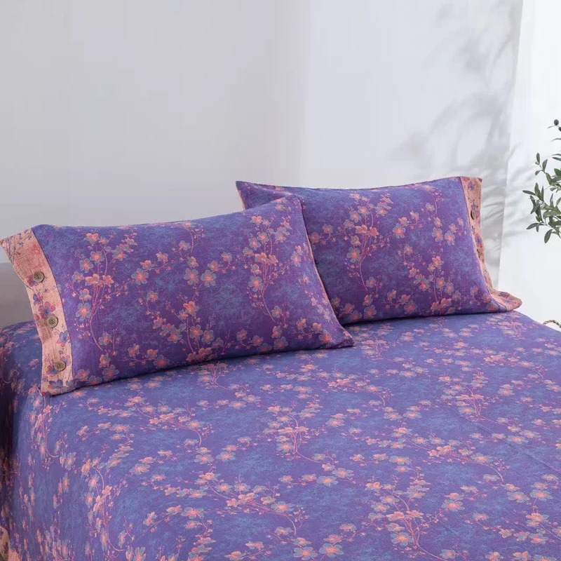 Wendebettwäscheset aus Baumwollgaze mit Blumenmuster (4-teilig)
