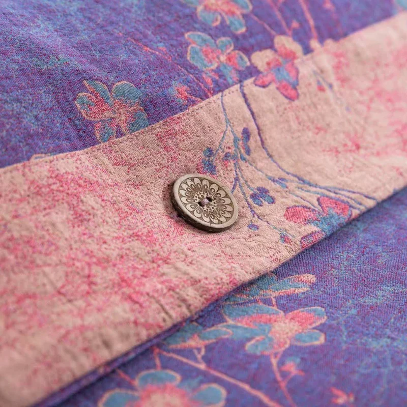 Wendebettwäscheset aus Baumwollgaze mit Blumenmuster (4-teilig)