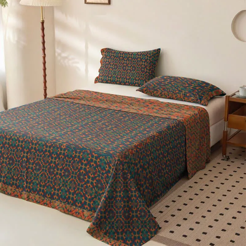Tagesdecke aus Baumwolle mit geometrischem Retro-Muster