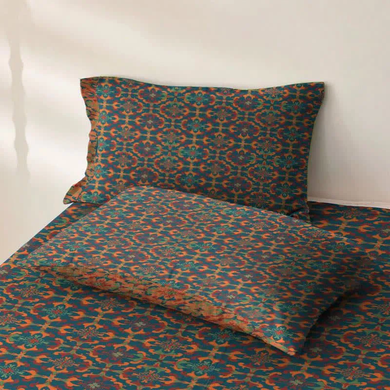 Tagesdecke aus Baumwolle mit geometrischem Retro-Muster