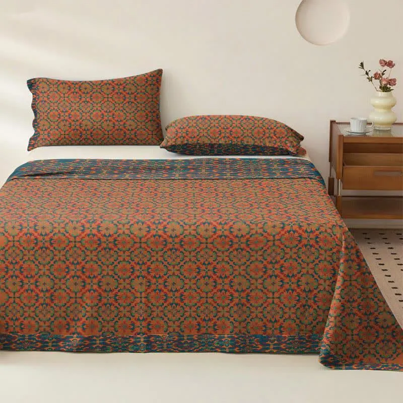 Tagesdecke aus Baumwolle mit geometrischem Retro-Muster
