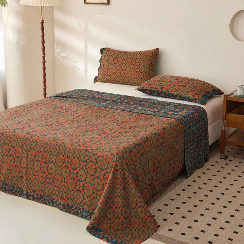 Tagesdecke aus Baumwolle mit geometrischem Retro-Muster