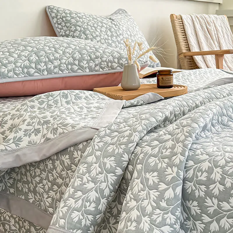 Jacquard-Tagesdecke mit frischem Blumenmuster