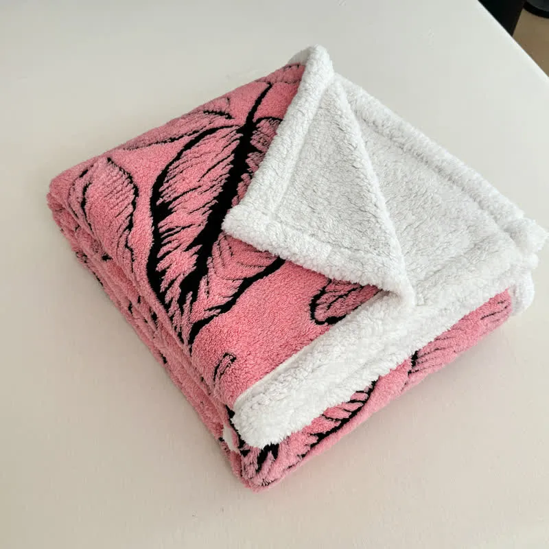 Jacquard-Plüschdecke mit großen Blättern