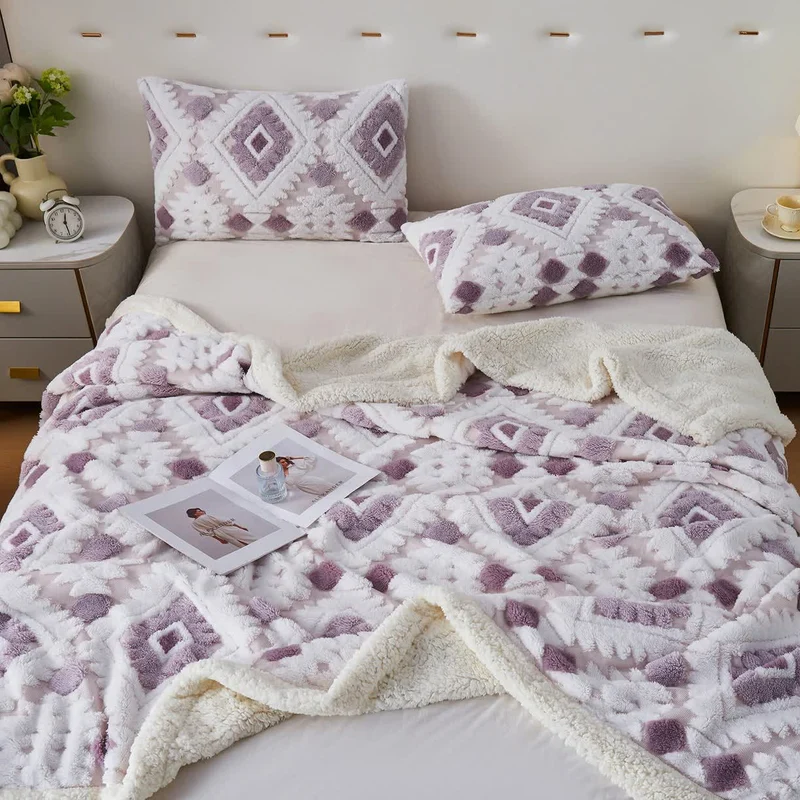 Jacquard-Sherpa-Überwurfdecke im Bohème-Stil