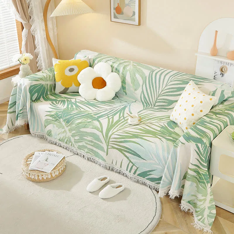 Sofa-Waffeldecke mit botanischem Blattmuster