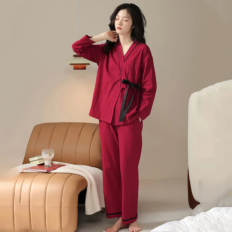 Partner-Pyjama-Set aus Baumwolle, Kimono-Design